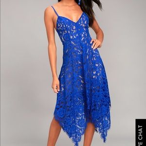 Lulus One Wish Royal Blue Lace Midi Dress